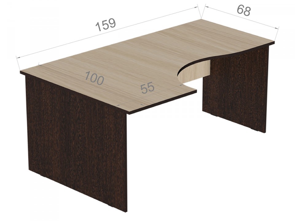 Мебель для офиса Референт Стол офисный угловой Р.СКУ-16 (левый)